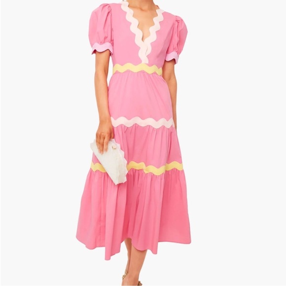 CeliaB Piscis Pink Tiered MIDI Dress XS